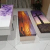 three styles for a daisybox coffin where the family wanted to print an image on top