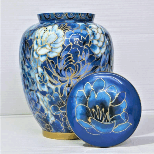 Azure Floral Cremation Urn