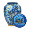 Azure Floral Cremation Urn
