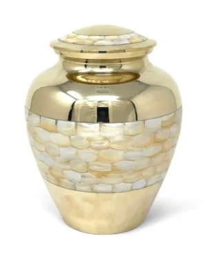 Mother Of Pearl Brass Cremation Urn