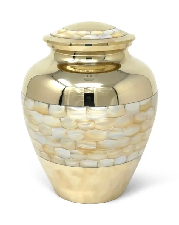 Mother Of Pearl Brass Cremation Urn