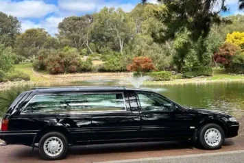 A hearse form a perth funeral home at the Pinnaroo Cemetery